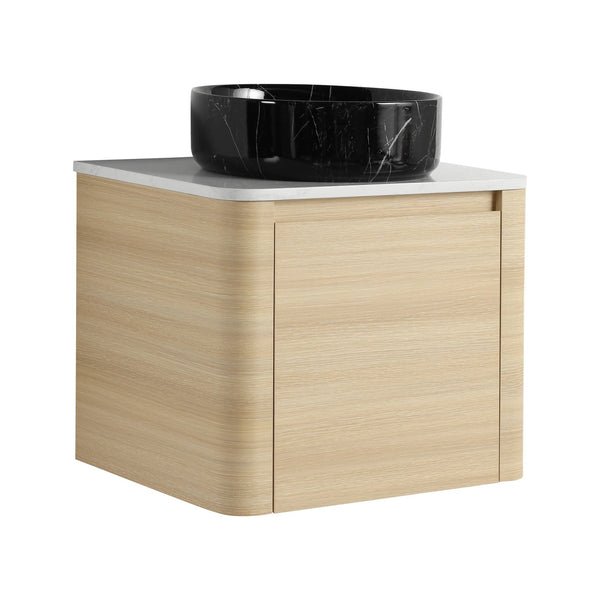 English Elm 24'' Wall-Mounted Bathroom Vanity With Artistic Ceramic Sink, Soft-Close Door & Space-Saving Design W999S00461