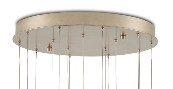 Iota 15-Light Multi-Drop Pendant - Elegant Antique Brass Fixture with Luminous Silver Canopy Design
