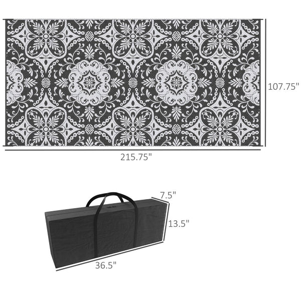 English Elm Portable Reversible Polypropylene Outdoor Rug Waterproof Floral Mat for Patio Camping T3971P420812