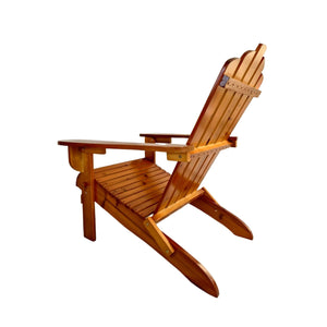 English Elm Outdoor Wood Adirondack Chair Foldable Oak Finish — Solid Hardwood, Wide Seat & Arms, Portable Comfort W495P286083