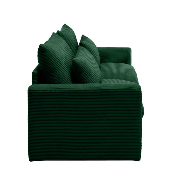 English Elm Modern Sofa Couch 3-Piece Sectional Set with Deep Seats Chenille Upholstery Solid Wood Frame Comfortably Stylish and Versatile Combination for Living Room Lounge Green W714S00667