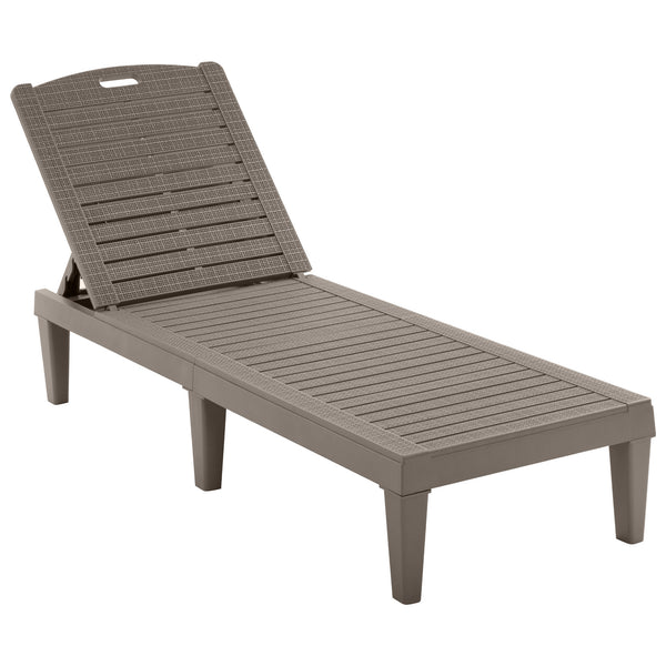 English Elm 2-Piece Outdoor Chaise Lounges with 5-Position Adjustable Backrest, UV-Proof Resin, Lightweight & Durable Light Brown N719P293384D