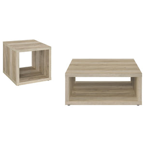 English Elm Hermosa Rustic Open Shelf Coffee and End Table Set for Farmhouse Living Rooms Pine Wood B062S01526