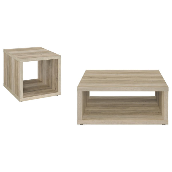 English Elm Hermosa Rustic Open Shelf Coffee and End Table Set for Farmhouse Living Rooms Pine Wood B062S01526