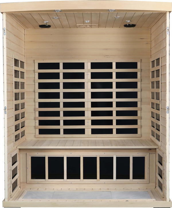 English Elm Low Emf Three-Person Far Infrared Sauna Room With Bluetooth Audio, Led Lighting & Custom Controls W1149P369613