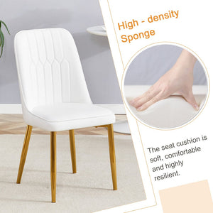English Elm Table and Chair Set Marble Glass Top Gold Legs Pu Leather Seats Modern Dining Black,White+Gold W1151S04651