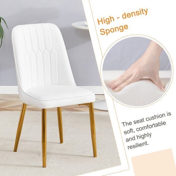 English Elm Table and Chair Set Marble Glass Top Gold Legs Pu Leather Seats Modern Dining Black,White+Gold W1151S04651