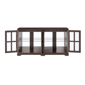 English Elm Led Curio Cabinet Four Glass Doors Cherry Finish Adjustable Shelves for Collectibles W2275P460424