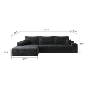 English Elm Y119-3Seat-Left-Black-Sofa - Cozy Modern Sectional With Reversible Chaise For Effortless Comfort & Style W2824P236991-GIGA