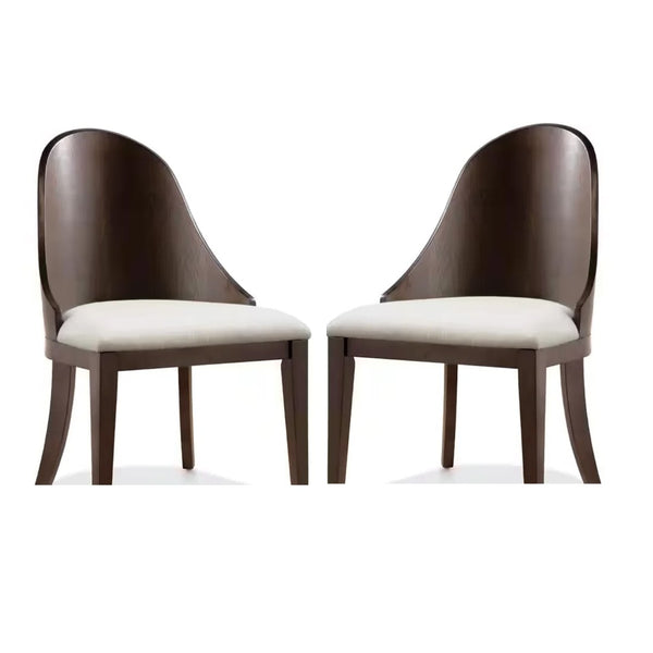 English Elm Mordy Upholstered Dining Chair Set Curved Panel Back Walnut Wood Frame Transitional B056P416969