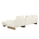 English Elm 114" L-Shaped Sofa Sectional Sofa With Two Usb Ports and Two Power Sockets, A Storage Drawer and A Reversible Chaise Lounge For Living Room, Beige