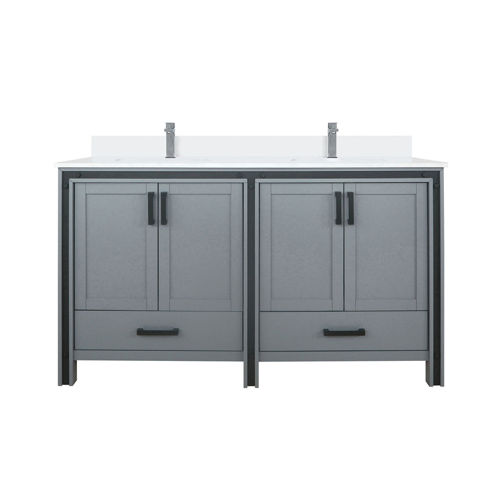 English Elm Dark Grey Double Bath Vanity With White Quartz Top & Faucet Set - Stylish Storage & Soft-Close Design B2731P260621