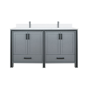English Elm Dark Grey Double Bath Vanity With White Quartz Top & Faucet Set - Stylish Storage & Soft-Close Design B2731P260621