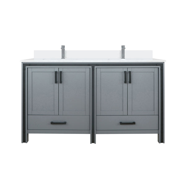 English Elm Dark Grey Double Bath Vanity With White Quartz Top & Faucet Set - Stylish Storage & Soft-Close Design B2731P260621