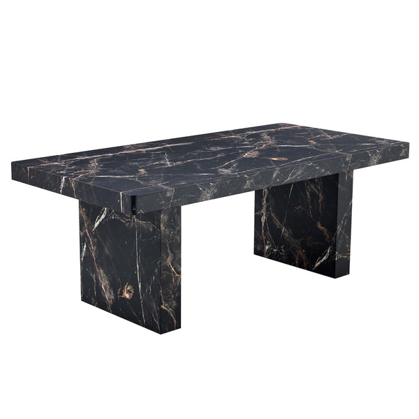 English Elm Table and Chair Set Seats Ten with Marble Pattern Mdf Top and Gray Linen Dining Chairs W1151S03922