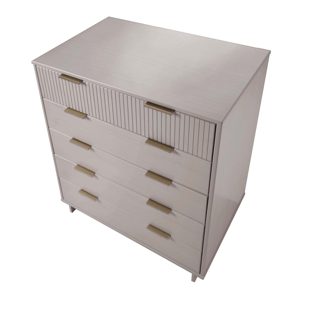 English Elm Granville 38" Light Gray Chest - 5-Drawer Modern Elegance With Gold Handles For Stylish Storage B365S00085