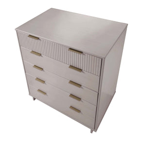 English Elm Granville 38" Light Gray Chest - 5-Drawer Modern Elegance With Gold Handles For Stylish Storage B365S00085