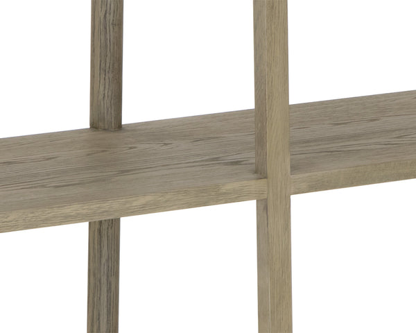 Sunpan Doncaster Low Bookcase - Modern Solid Oak Design in Smoke Grey, Perfect for Minimalist Spaces