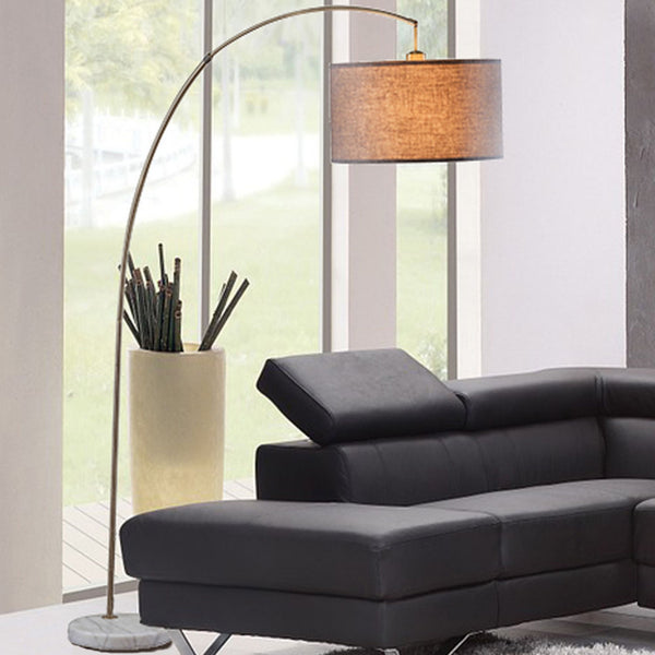 English Elm 86" Tall Metal Floor Arc Lamp "Bowery" - Elegant Antique Gold & Beige Shade For Warm Ambient Lighting B072116138