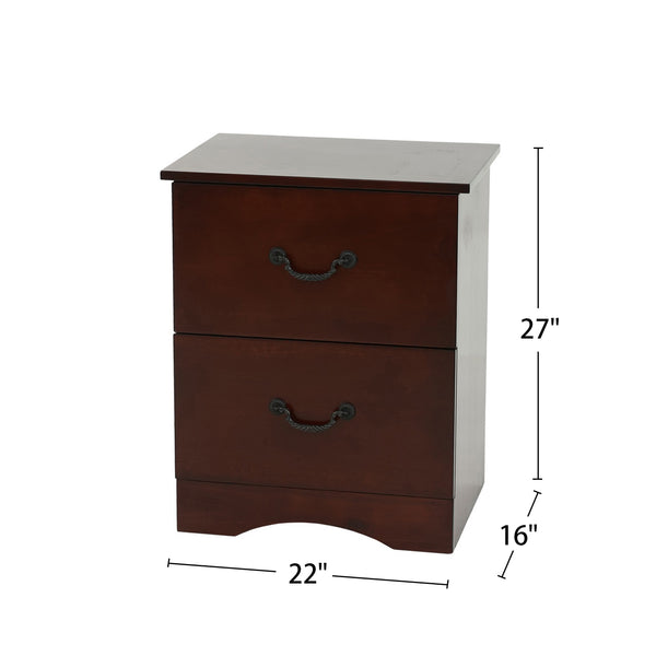 English Elm 2 Drawer Nightstand High Gloss Finish with Gold Accents, Modern Chic Storage for Bedroom Elegance Cherry B016P257268