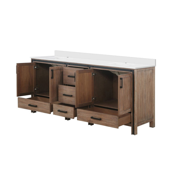 English Elm Rustic Barnwood Double Bath Vanity 80" W X 22" D, Cultured Marble Top, Soft-Close Storage & Style B2731P260746-GIGA