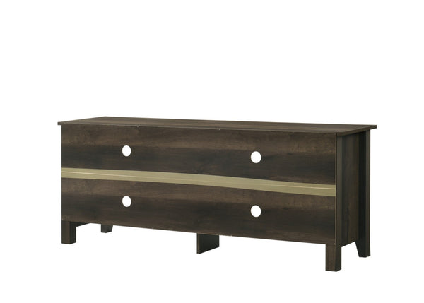 English Elm Tropea 58 Inch Open Shelf Media Console with Oak Finish and Cord Management B2749P413252