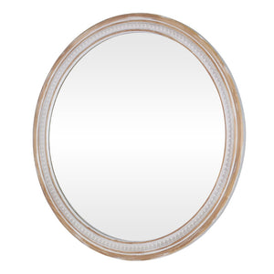 English Elm 30" Solid Wood Round Farmhouse Mirror Rustic Boho Accent for Bathroom or Entryway W2263P446640