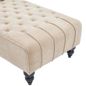 English Elm Chaise Lounge Velvet Upholstered Accent Chair with Birch Legs for Living Room Decor Camel N776P412298C