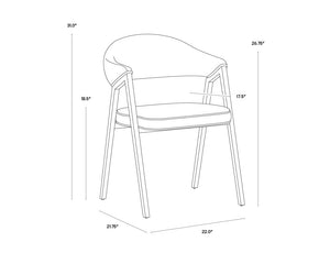Sunpan Burgos Dining Armchair - Modern Curved Seatback with Gold Stainless Steel Frame for Stylish Dining Belfast Heather Grey