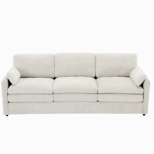 English Elm 89" Plush Chenille 3-Seater Sofa with Double-Layer Cushions, Deep Seating, Removable Lumbar Pillow, Elegant Stitching Beige N719P251497A