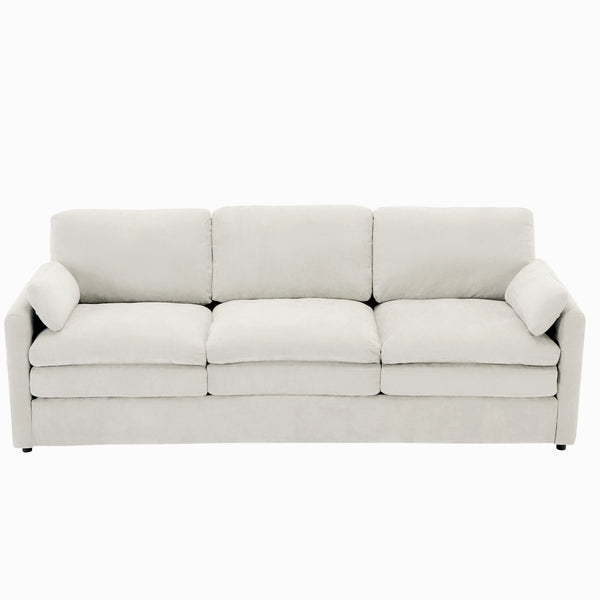 English Elm 89" Plush Chenille 3-Seater Sofa with Double-Layer Cushions, Deep Seating, Removable Lumbar Pillow, Elegant Stitching Beige N719P251497A