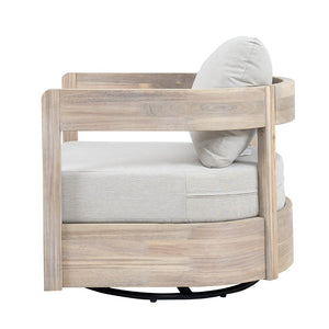 English Elm Telluride Outdoor Acacia Wood Swivel Club Chair Coastal Patio Seating Beige,Light White N775P304793G
