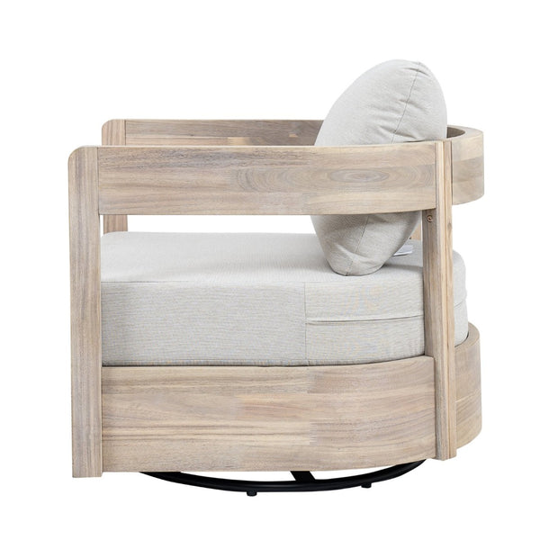 English Elm Telluride Outdoor Acacia Wood Swivel Club Chair Coastal Patio Seating Beige,Light White N775P304793G