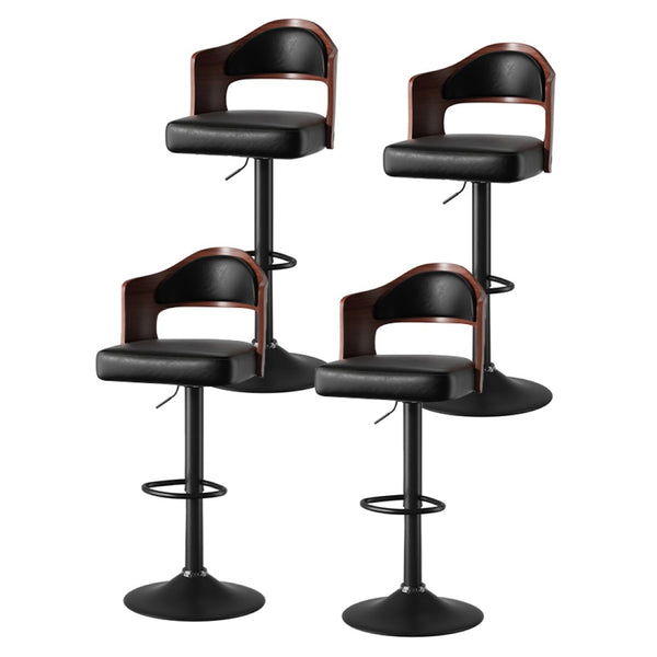 English Elm Swivel Bar Stools Set Of 2 - Adjustable Height, Comfortable Pu Leather & Bentwood Design For Dining T3950P394218-GIGA