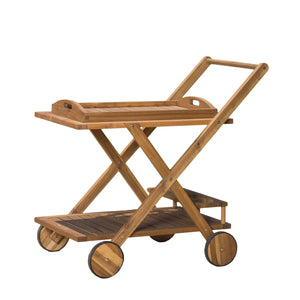 English Elm Christopher Knight Home® - RIVIERA Acacia Wood Bar Cart with Wheels – Natural Stain, Mobile Entertaining Station & Storage Organizer 56134.00