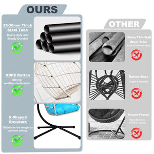 English Elm Outdoor Oversized Wicker Egg Chair With Stand - Cozy Indoor & Outdoor Swing For Relaxation & Style W2500P256912-GIGA