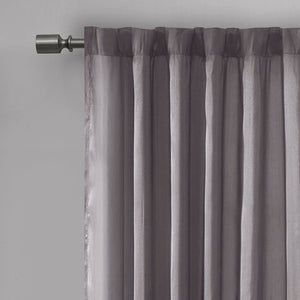JLA Home Madison Park - Curtain embroidered faux silk panel with tree branch motif, lined for privacy, luxe sheen and drape Grey MP40-1298