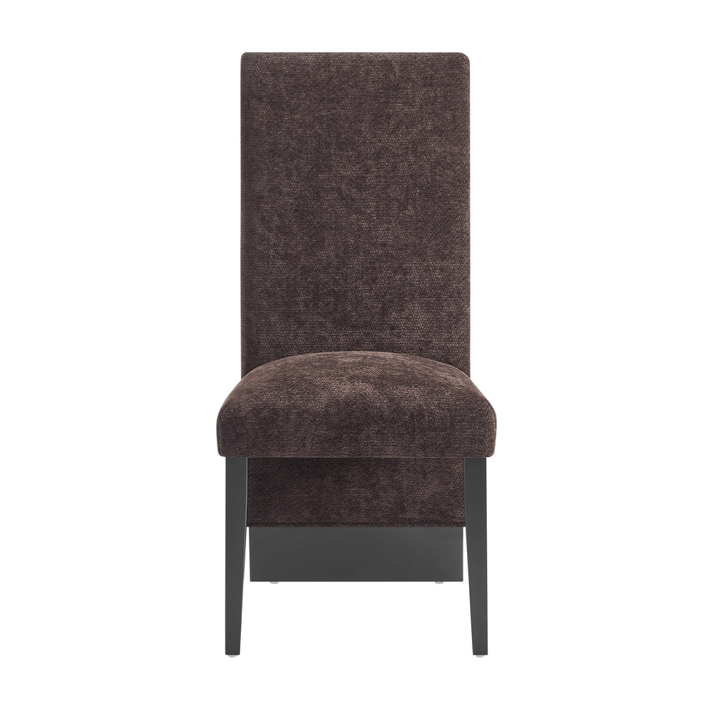 English Elm STACEY Modern Brown 2PK Dining Chairs - Solid Wood & MDF, Bouclé Polyester Upholstery, Tall Back Elegance B201P311872