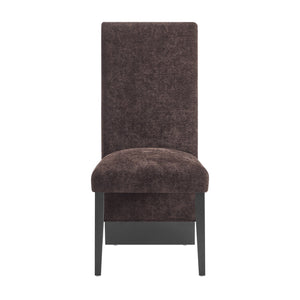 English Elm STACEY Modern Brown 2PK Dining Chairs - Solid Wood & MDF, Bouclé Polyester Upholstery, Tall Back Elegance B201P311872