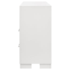 English Elm Polk Six Drawer Dresser in Snow White with Silver Bar Pulls for Modern Bedrooms B062P447709