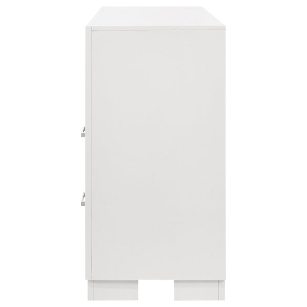 English Elm Polk Six Drawer Dresser in Snow White with Silver Bar Pulls for Modern Bedrooms B062P447709
