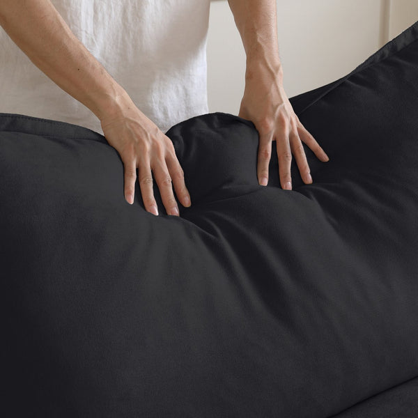 English Elm Sky Cloud Sectional Sofa with Cloud-Like Comfort, Modular L-Shaped Velvet Seating, Removable Covers, Storage Ottoman Black B341S00018