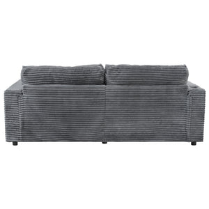 English Elm 86.5" Oversized Loveseat Chaise Lounge Sectional Sofa Bed Corduroy with USB Ports, Cup Holders & Pillows Dark Gray N719P232602R