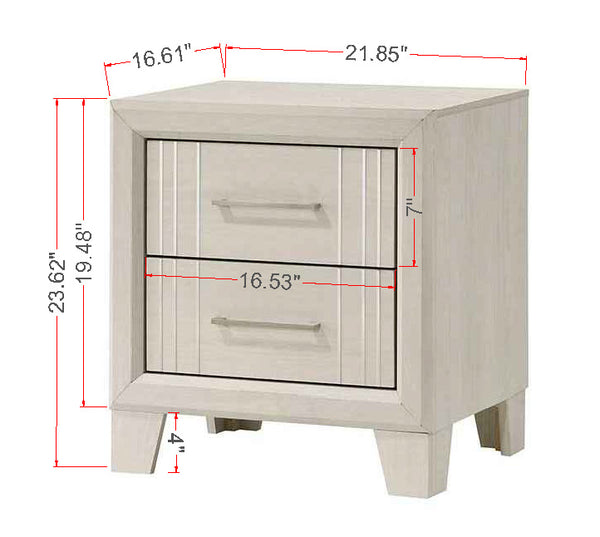 English Elm 1pc Modern Faux Marble Top Nightstand with Two Drawers, Sleek Contrast Finish, Compact Bedroom Storage Beige 19.49 L x 24.61 W x 23.62 H B2741P330645