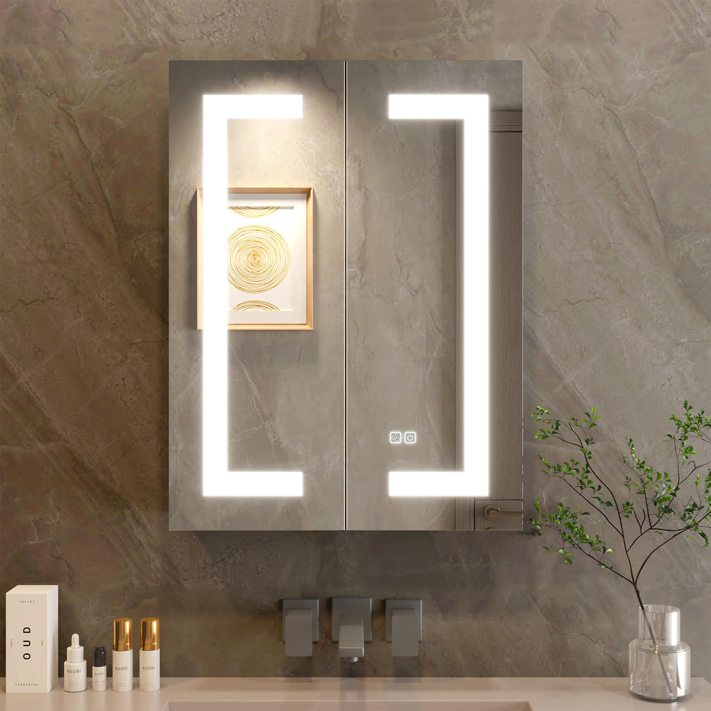 English Elm Led Bathroom Wall Medicine Cabinet Mirror - 32"X24" Lighted, Dimmable, Anti-Fog, Usb, Adjustable Storage T3177P296182