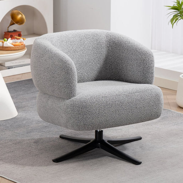 English Elm Cuddle-style linen swivel chair with 360° rotation, wrap-around cradle design for cozy compact spaces Antique Grey W3248P354261