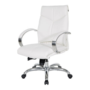 OSP Home Furnishings Deluxe Executive Office Chair with Lumbar Support Faux Leather and Aluminum Base 7251-R101