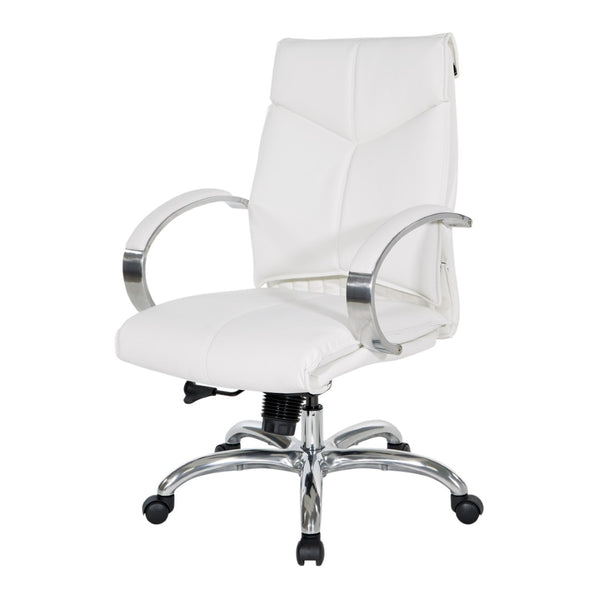 OSP Home Furnishings Deluxe Executive Office Chair with Lumbar Support Faux Leather and Aluminum Base 7251-R101