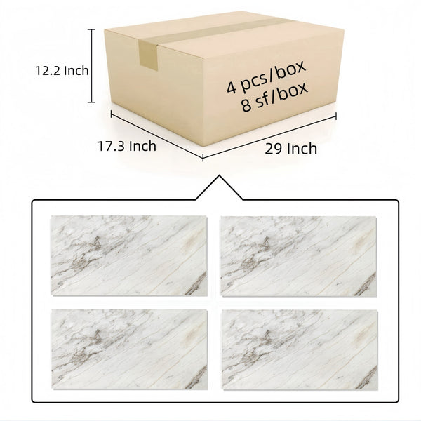 English Elm 12*24 Snow Mountain White Marble Tiles - Polished Natural Stone For Elegant Walls & Floors, 4 Pcs W1696P262331