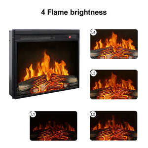 English Elm 23 Inch Electric Fireplace Insert with Led Log Set Infrared Remote and Timer Control W1769P383499